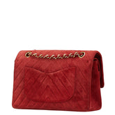 シャネル Vステッチ ダブルフラップ ココマーク チェーン ショルダーバッグ レッド スエード レディース CHANEL 【中古】